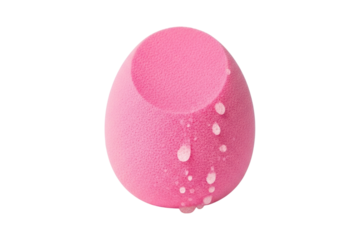 Pink beauty blender sponge isolated on transparent background, cut out, PNG