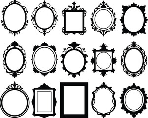 Ornate picture frame icon vector illustration, decorative borders, vintage design elements, baroque and elegant styles, layout embellishments