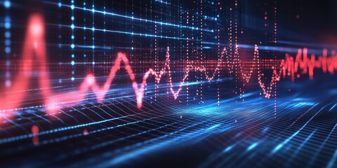 Fascinating visualization of fluctuating data waves in vibrant colors representing various market analysis trends and patterns