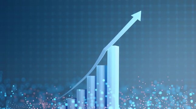 Abstract Chart Graph with Upward Trend on Blue Background for Business Growth