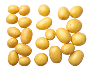 Two Shiny New Potato Variations in One Frame, isolated on transparent background