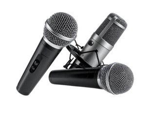 Two High-Quality Studio Microphone Variations in One Frame, isolated on transparent background