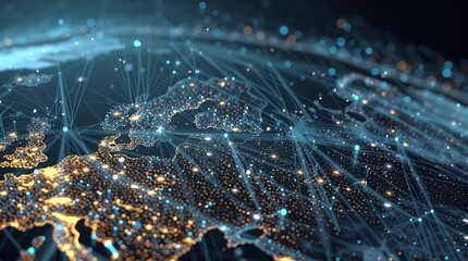 Vibrant Network Connections Over Europe Representing Digital Data Flow - Powered by Adobe