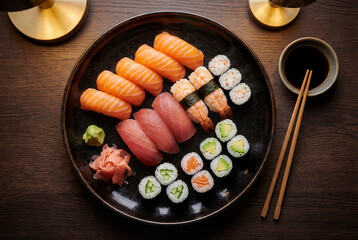 Japanese sushi with rolls