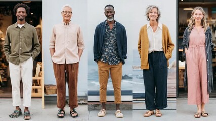 Diverse group of stylish young adults stands together in modern city space symbolizing inclusion urban fashion and contemporary youth culture