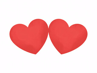 Two vibrant red hearts interlocked symbolizing love and connection on a clean white background for Valentine's Day designs