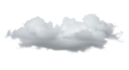 Fluffy white cloud illustration realistic shape perfect for digital projects on transparent background.