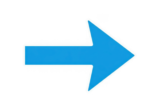 Blue arrow pointing right isolated on transparent background for web and app navigation