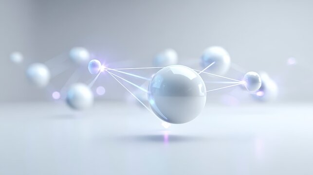 Molecular Network: A sophisticated molecular network, illuminated in a soft, ethereal glow, symbolizing the intricate connections and structures within the realm of science and technology.
