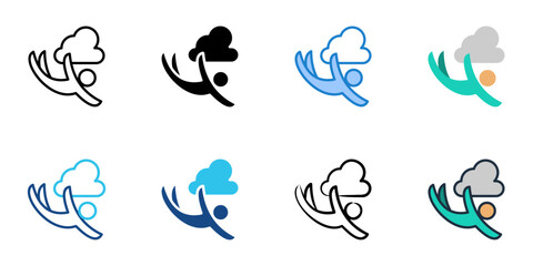 Fototapeta premium Skydiving icon set multiple style vector collection. Editable Stroke 