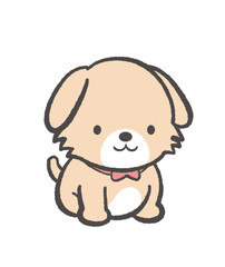 A Cute And Innocent Cartoonish Puppy Vector Illustration Isolated On A White Background. 