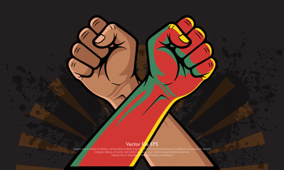 Illustration of black history month with hands raised in a fist