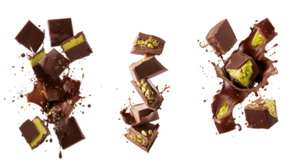 chocolate with pistachios isolated on transparent background