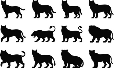 Obraz premium Big cat silhouettes set