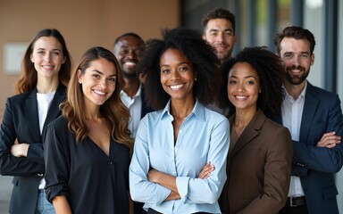 portrait shot diverse group of business professionals Modern multi ethnic business team standing and looking at camera,ai generate. High quality