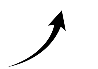 Curved arrow pointing upwards isolated on transparent background for growth, success and progress concepts