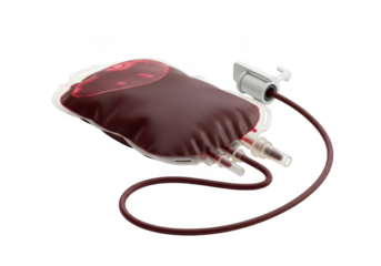 Blood bag isolated on transparent background for medical, healthcare, and donation themes