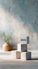 Creative concept of 2026 room design with typography design. 2026 New Year's greetings. Happy New Year 2026