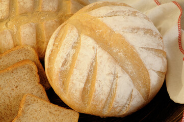 fresh bread on wooden table