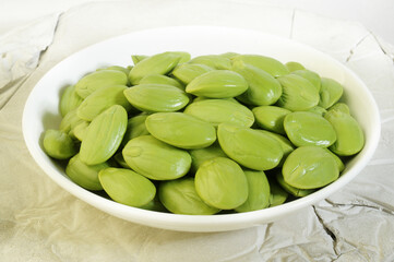 bitter bean on white dish