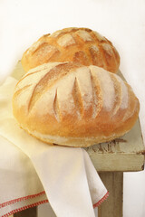 Freshly baked round bread