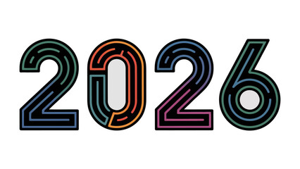 2026 Typography Design: The stylized numerals 2026, rendered in a modern design, symbolize the forward progression of time, embodying concepts of future innovation, planning, and anticipation.