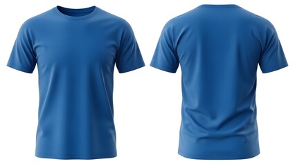 Blue T-shirt Mockup Front and Back Views for Design and Presentation
