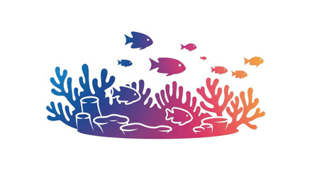 Obraz premium Vibrant coral reef teeming with colorful fish swimming gracefully underwater