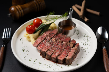 Pan-Seared Australian Grass-Fed Beef Steak with Mashed Potatoes