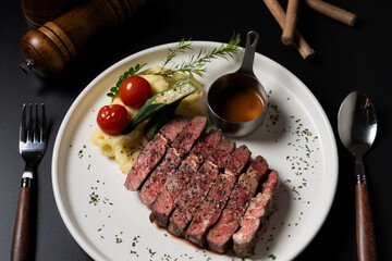 Pan-Seared Australian Grass-Fed Beef Steak with Mashed Potatoes