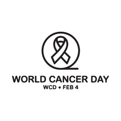 World cancer day awareness ribbon symbol and text