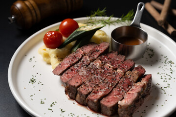 Pan-Seared Australian Grass-Fed Beef Steak with Mashed Potatoes