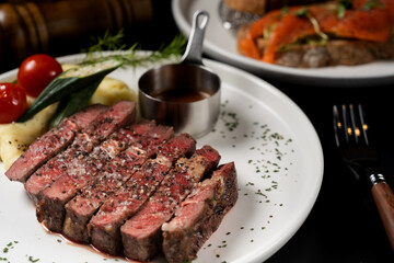 Pan-Seared Australian Grass-Fed Beef Steak with Mashed Potatoes