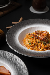 Korean Rose Sauce Fusilli with Bacon