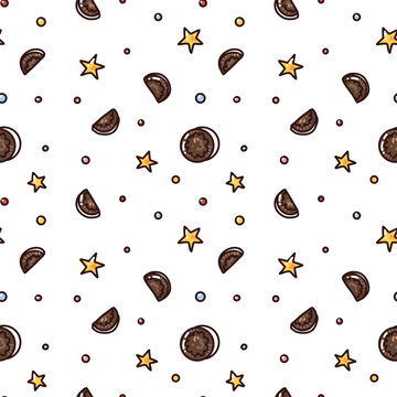 seamlrss pattern with cookies and stars