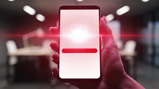 Smartphone screen exploding with fragmented particles during cyberattack. Mobile device experiencing malware infection with dispersing elements representing data breach, digital security threat