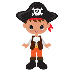 Funny pirate  captain boy vector cartoon illustration