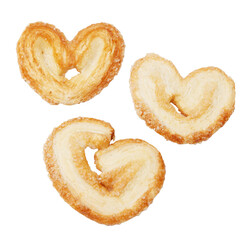 Three small pastries with a heart shape