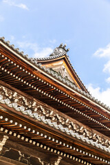 Fototapeta premium Textural Detail of Dark Brown Soy Sauce-Colored Gable Wall at Nanzen-ji, Kyoto