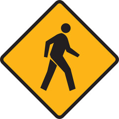 Pedestrian Crossing Warning Road Sign,Vector Illustration, Isolate On White Background
