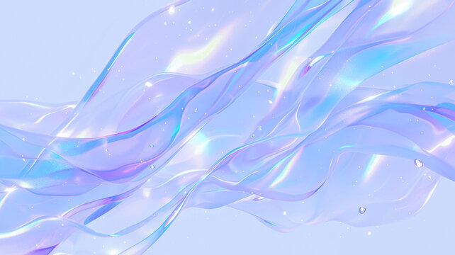 Abstract holographic waves background with iridescent light, neon colors, flowing liquid effect, and vibrant reflections.