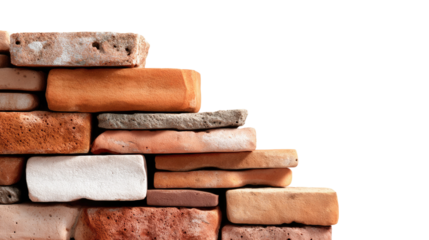 Constructed Confidence: A meticulously crafted brick wall composed of assorted clay bricks stands as a symbol of strength, durability, and a foundation of success.