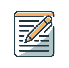 A pen is writing on a lined notepad, representing education and writing.