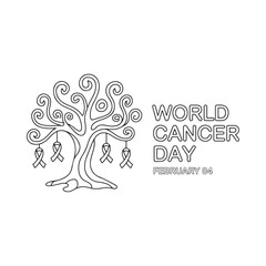 World cancer day tree with awareness ribbons and text
