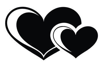 hearts black and white silhouette on white background