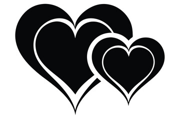 hearts black and white silhouette on white background