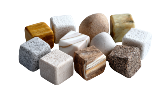 Whiskey Stone Collection: A captivating arrangement of various whiskey stones, each uniquely shaped and textured, ready to chill your drinks to perfection.