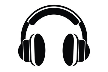 headphone black and white silhouette on white background