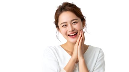 Joyful Radiance: Captivating portrait of a woman, radiating genuine happiness, with a beaming smile and expressive eyes, embodying positivity and heartfelt glee.