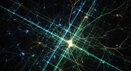 Futuristic Urban Data Network with Glowing Intersections